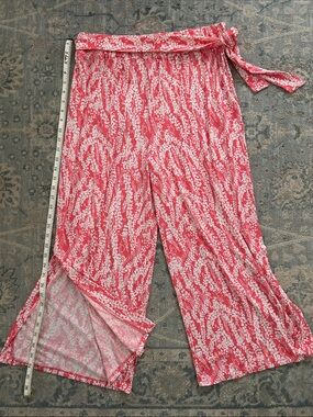 MARBLE Coral and White Printed Wide-Leg Pants